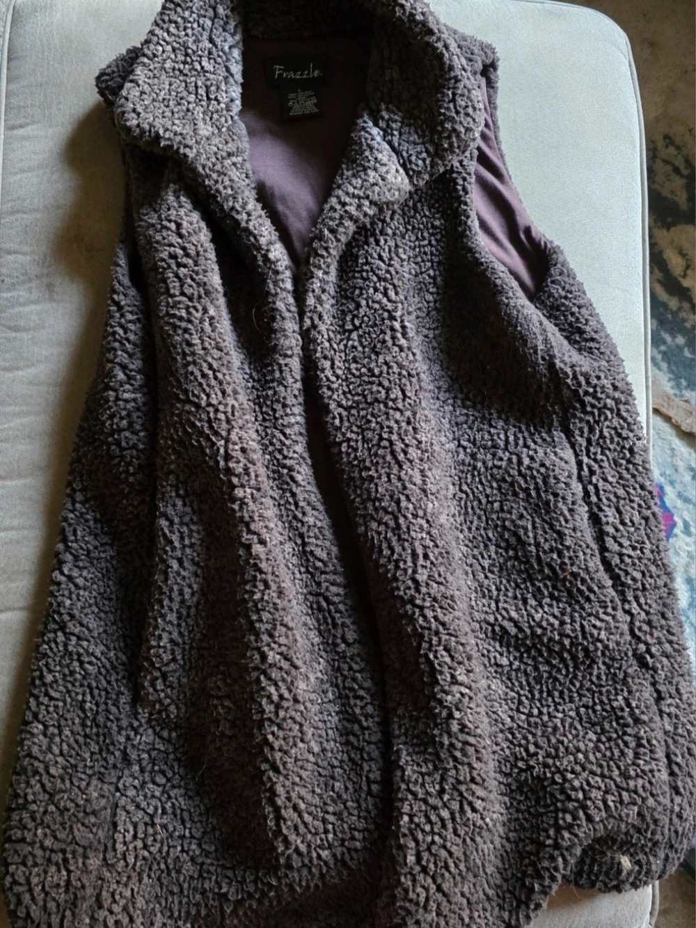Frazzle Women's Plush Sherpa Vest in Dark Brown